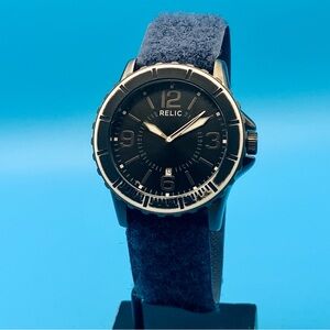 RELIC By FOSSIL ZR12092 Men’s Sport Wristwatch Nylon Strap Date Working New Batt